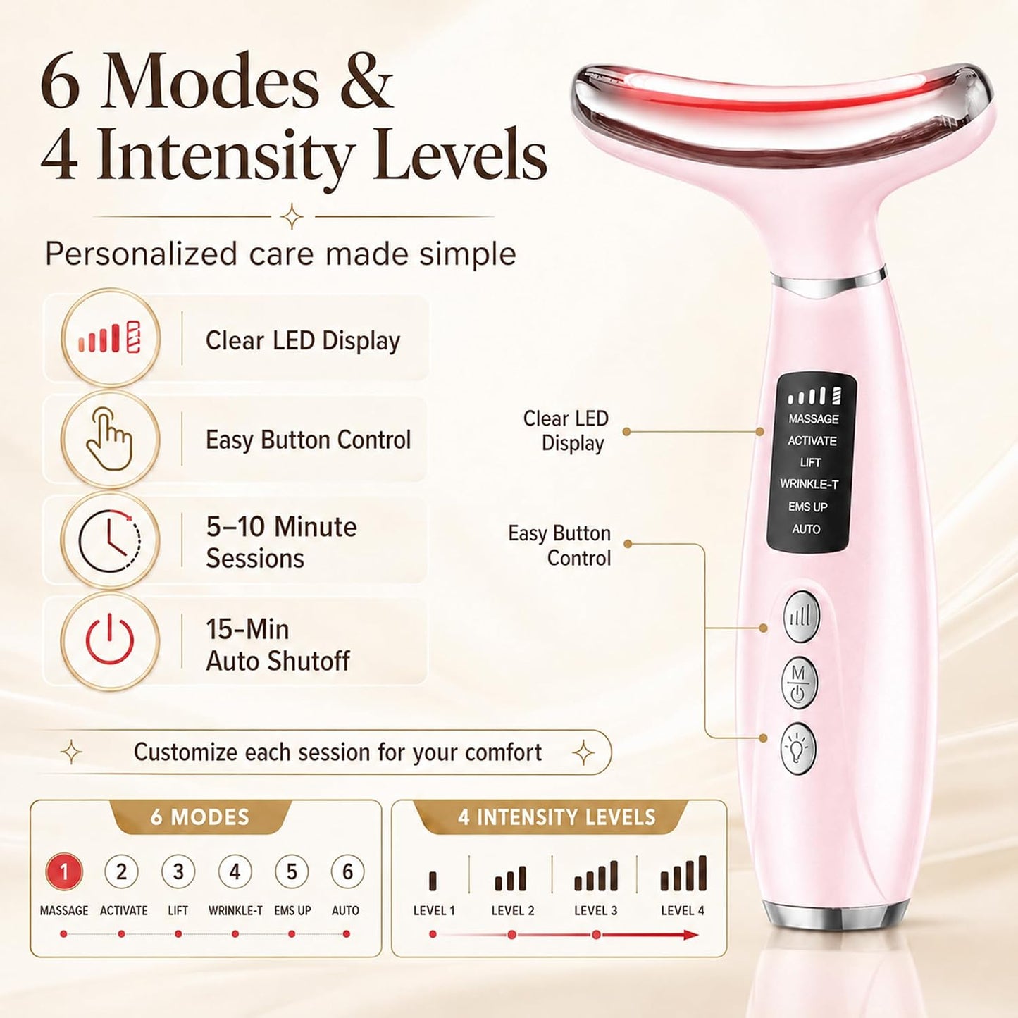 Red Light Therapy for Face and Neck, 7-Color LED Face Massager | Rechargeable Facial massager and Face Sculpting Tool with Heat, Vibration, Anti-aging, Wrinkle Reduction, Gift for women