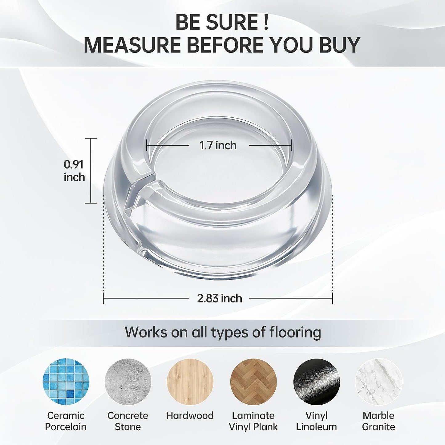 Anti Vibration Pads for Washing Machine, 4Pcs | Clear silicone pads absorb shock, reduce noise, and stop washer movement. Fits dryers, pedestals, and furniture.
