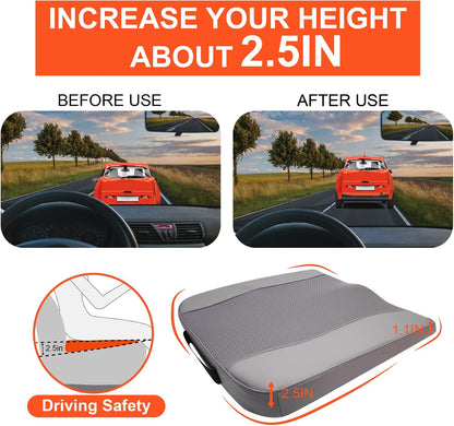 Lofty Aim Car Seat Cushion, Memory Foam Car Seat Cushions for Long Driving | Comfy Car Seat Pillow for Pain Relief, Driver Seat Cushion Adds Height, Butt Cushion for Car, Truck, Office Chair, Black