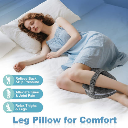 Knee Pillow for Side Sleepers, Leg Pillow for Sleeping, Knee Pillow with Strap, Alignment Pillow Between Legs, Suitable for Relieving Leg, Back & Knee Pain, Machine Washable (Blue)