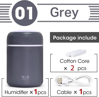 Portable Mini Humidifier, Colorful Volcanic Texture, 300mL Cool Mist Humidifier, USB Powered, Auto Shut-Off. Perfect for Bedroom, Office & Car.