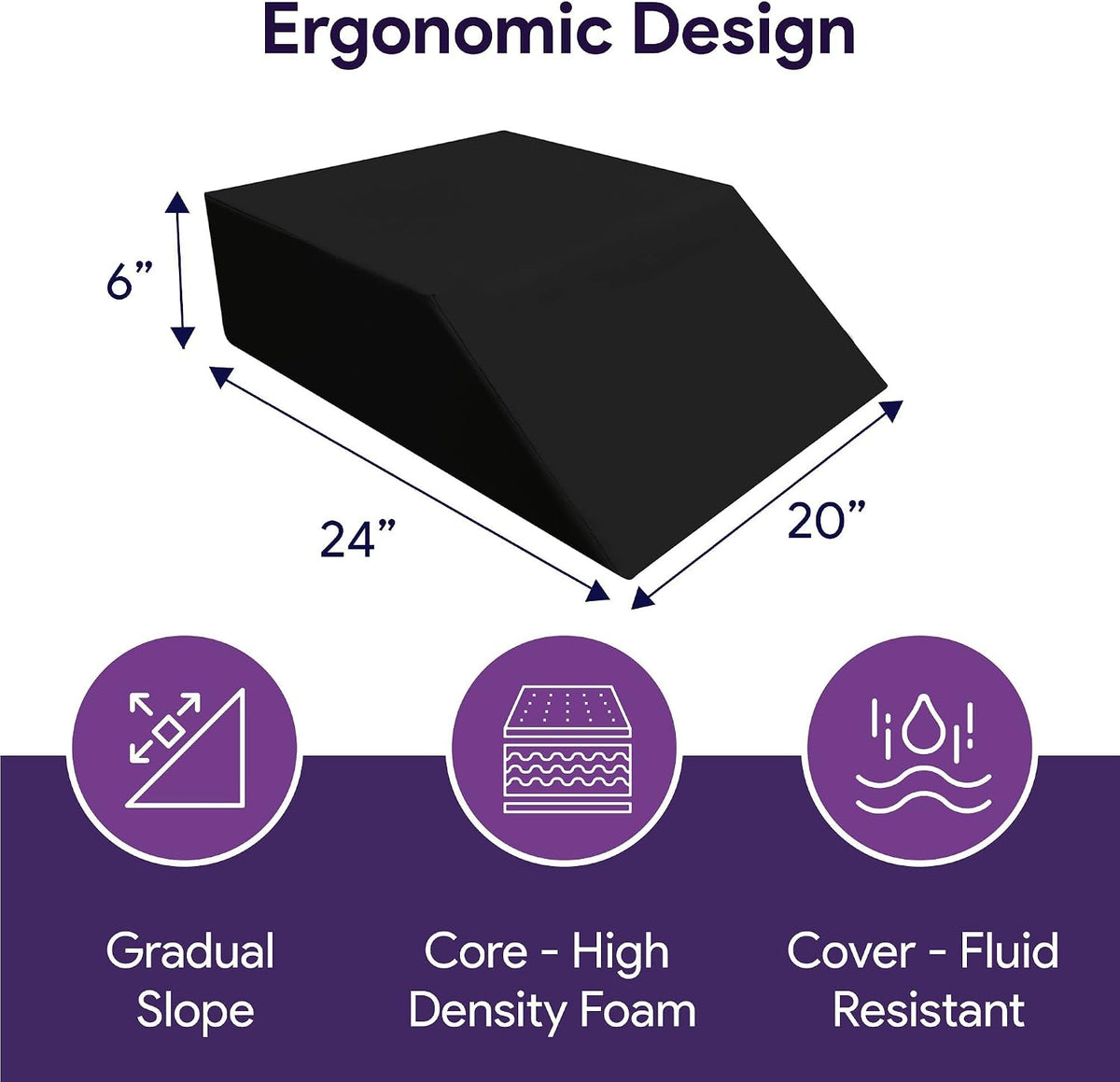 ProHeal Leg Elevation Pillow - Foam Bolster Leg Pillow - Knee, Hip, and Back Support - Promotes Healthy Blood Circulation and Body Positioning - 20” x 24” x 10”