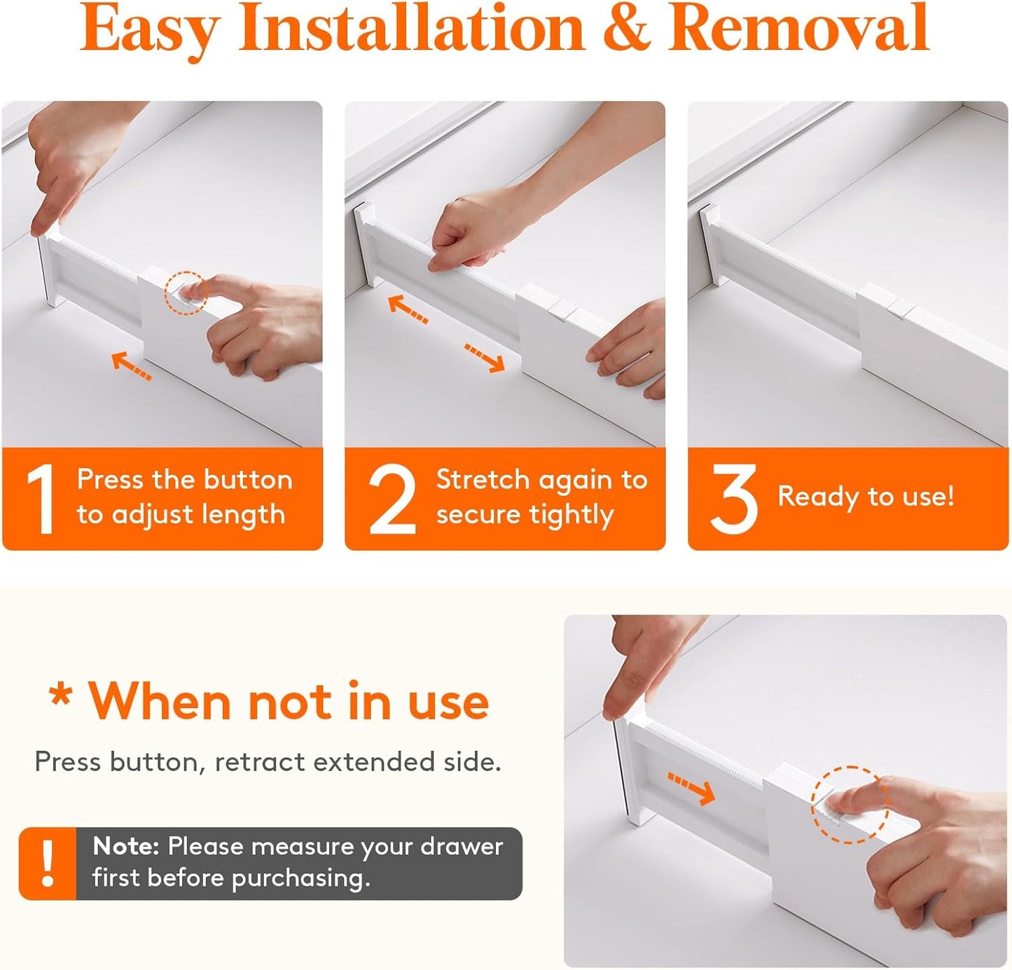 Lifewit 5 Pack Upgrade Drawer Dividers for Clothes, 4" High 11"-17" Adjustable Dresser Drawer Organizers, Expandable White Plastic Drawer Separators for Kitchen, Nursery, Office Organization & Storage | 5 Pack 11"-17" Expandable White Plastic Drawer