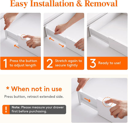 Lifewit 5 Pack Upgrade Drawer Dividers for Clothes, 4" High 11"-17" Adjustable Dresser Drawer Organizers, Expandable White Plastic Drawer Separators for Kitchen, Nursery, Office Organization & Storage | 5 Pack 11"-17" Expandable White Plastic Drawer
