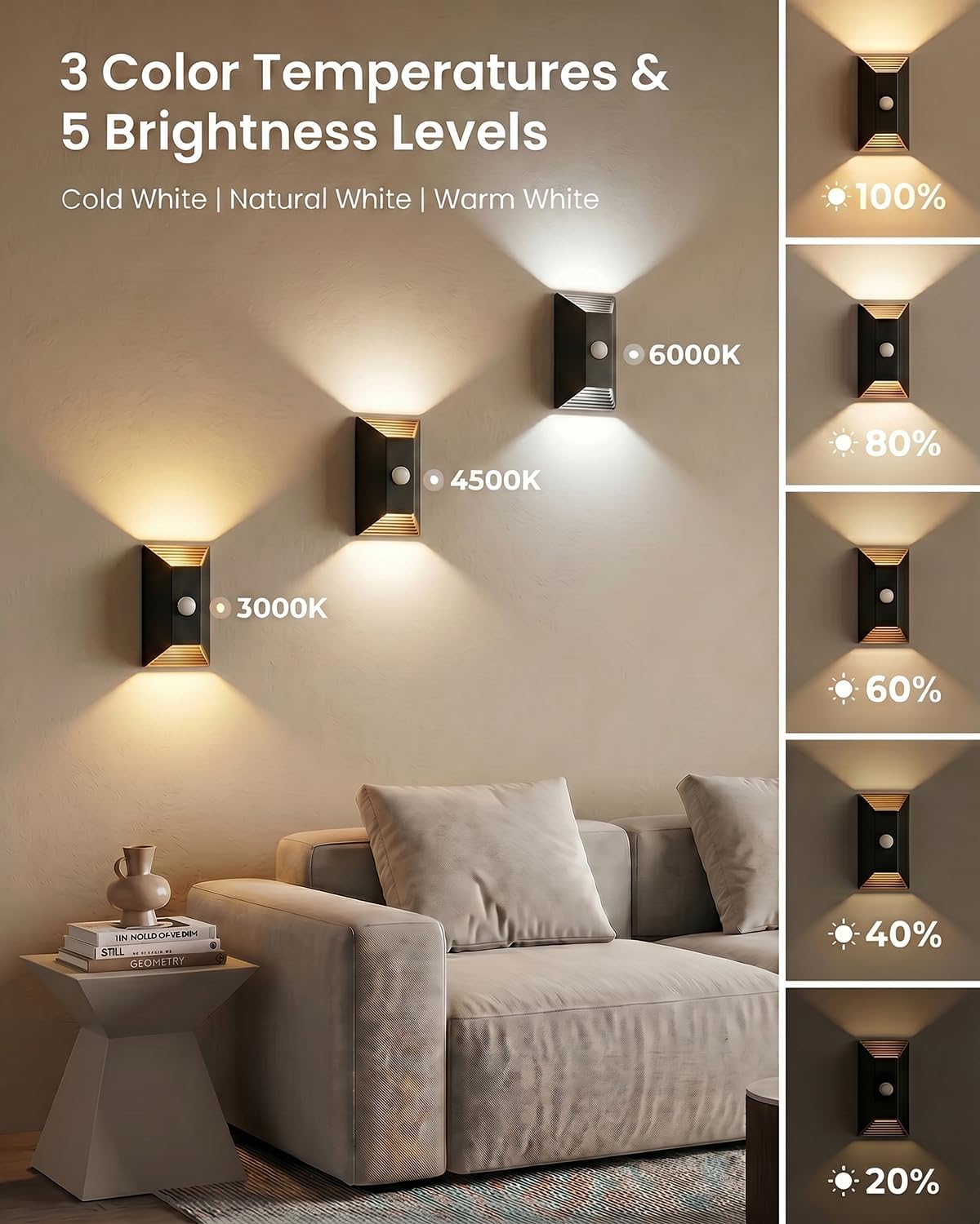 HOEOSE 2 Pack Motion Sensor Wall Light Rechargeable Wall Sconce with Remote | Battery Operated Wall Sconces, 3 Color Temps, Dimmable, Magnetic Wireless Wall Lamp for Hallway, Stair, Entryway, Renters