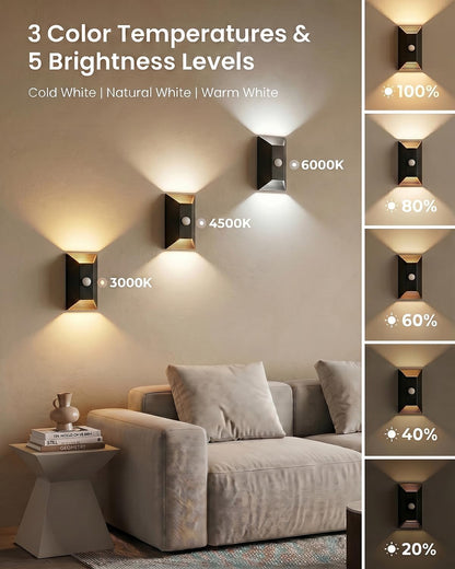 HOEOSE 2 Pack Motion Sensor Wall Light Rechargeable Wall Sconce with Remote | Battery Operated Wall Sconces, 3 Color Temps, Dimmable, Magnetic Wireless Wall Lamp for Hallway, Stair, Entryway, Renters