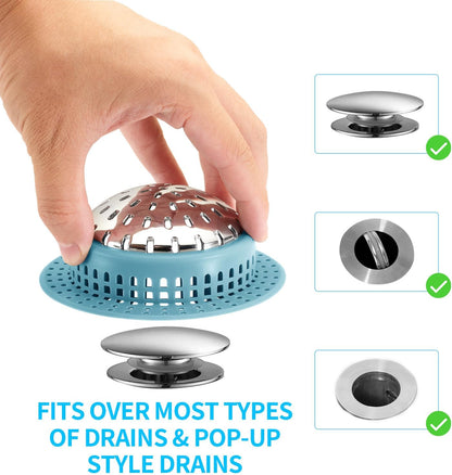 Aluvor Bathtub Drain Hair Catcher Shower Drain Cover Sink Drain Protector | Bathroom Sink & Bathtub Drain Strainer for Pop-Up & Regular Drains, grey