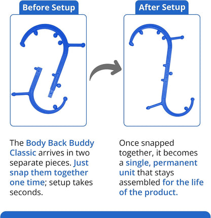 Body Back Buddy Classic Back Massager & Neck Massager for Pain Relief, Blue | USA Made Dual Massage Hooks For Back, Shoulder, And Neck, Muscle Knot Remover For Trigger Point Therapy And Full Body Relief