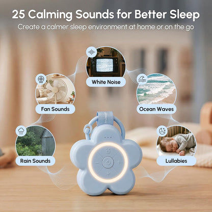 Mewaii Portable Sound Machine Baby for White Noise, Night Light for Kids | 25 Soothing Sounds, Rechargeable Travel Sound Machine, Newborn Essentials Shower Gift, For Nursery, Home, Sleep Aid