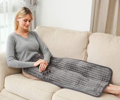 Ambershine 19''x24'' Weighted Neck & Shoulder Heating Pad, 2.5lbs with 12 Temperature Settings& 4 Auto-Off Timers, Pain Relief for Neck/Shoulder/Back(Gray&Blue)