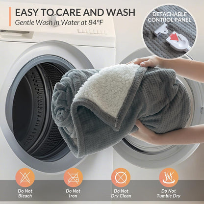 HOMLYNS Heated Throw Blanket, 5 Heat Settings, 3 Hours Timer, Grey