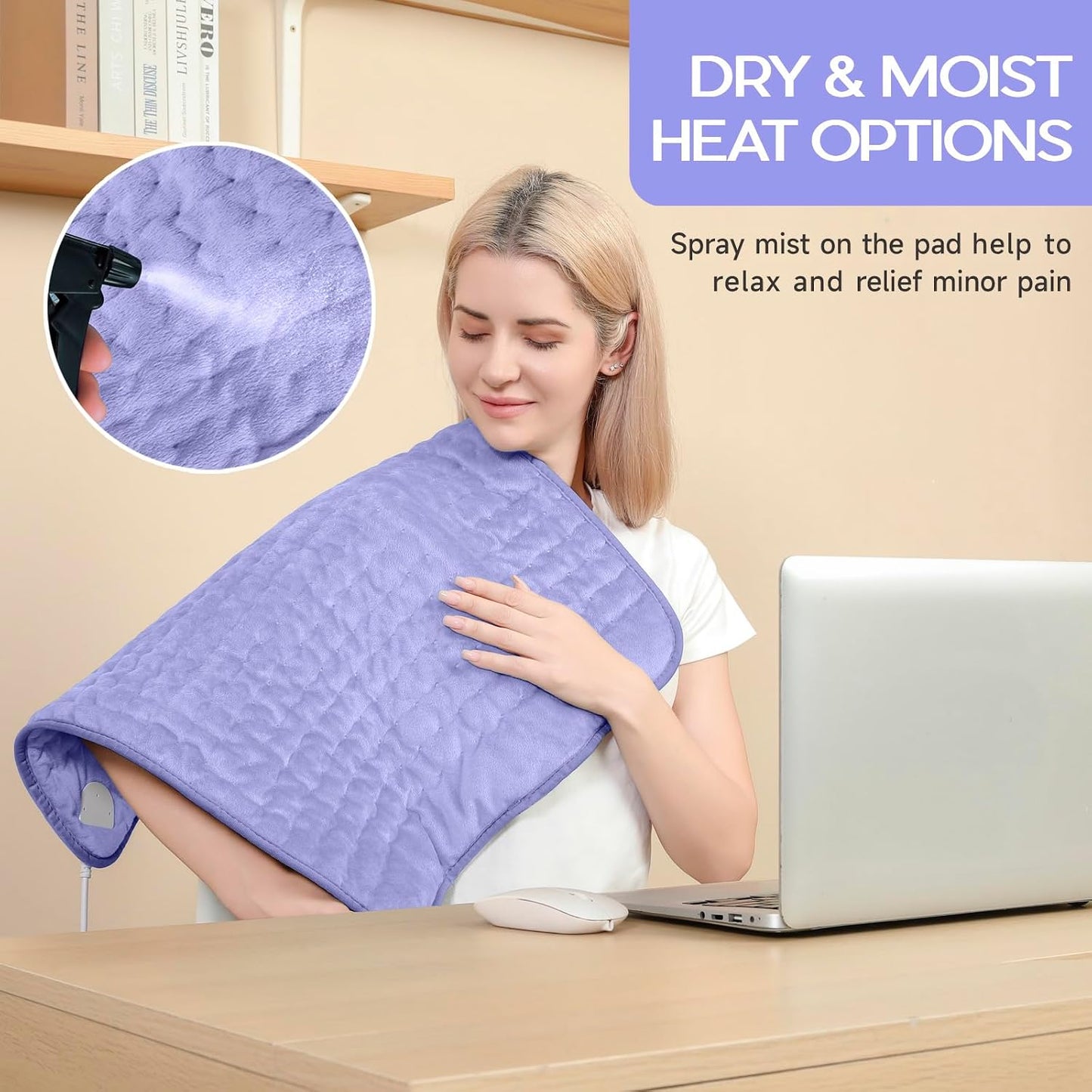 Heating Pad for Period Cramps, Heating Pad for Back/Neck/Shoulder Muscle Pain, 6 Heating&4 Timer Setting, Auto Shut Off, Dry/Moist Heat & Machine Washable, Gray Birthday Christmas Gifts for Women Mom