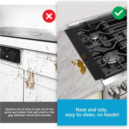 OTraki 4 Pack Silicone Stove Gap Covers Adjustable Length 25x2.1 inch Kitchen Stove Gap Filler Heat-resistant Gap Filler Gap Covers Guard for Stove and Counter Black