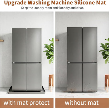 Large 29×29''Silicone Washing Machine Drain Pan,0.98" Raised Edges,Non-Slip Waterproof Drip Tray for Under Washer & Dryer,Anti-Vibration Floor Leak Protector for Refrigerator,Air Fryer,Coffee Maker