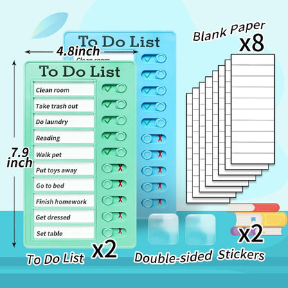Chore Chart for Kids: Dry Erase Visual Schedule, Magnetic Bedtime/Morning Routine Chart - Toddler Chore Board, Checklist, To Do List for Kids (2 morning checklists, 2 bedtime checklists)