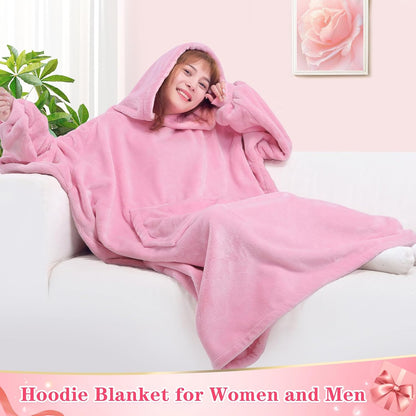 Waitu Wearable Blanket Sweatshirt Gifts for Women and Men, Warm and Cozy Giant Blanket Hoodie, Thick Flannel Blanket with Sleeves and Giant Pocket - Dark Gray