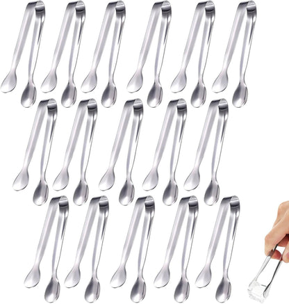 16 Pack Mini Sugar Tongs Stainless Steel Mini Serving Tongs Appetizer Tongs for Candy Buffet, Tea Party, Wedding Ice Tongs for Small Foods, Ice Cubes, Canapés