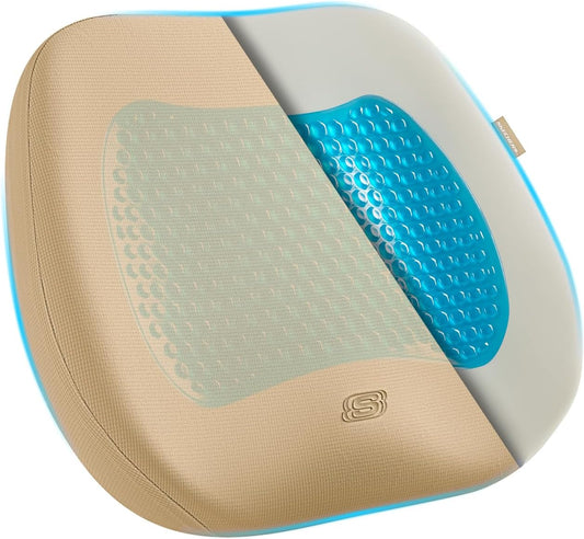 Skechers Seat Cushion Premium Gel & Memory Foam-Office Chair Cushion for Tailbone Pain Relief,Butt Pillow for Office Chair,Car seat Cushion,Long Sitting Office Workers,and Car Drivers,Black