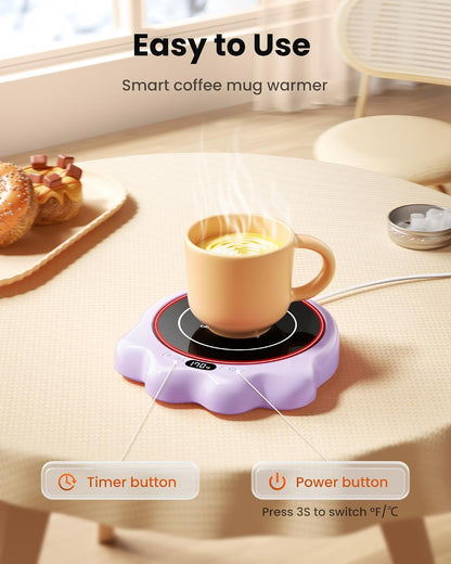 Gaiatop Mug Warmer, 50W Cute Cat Paw Cup Warmers, Heated Plate - Black | 3 Temp Setting, 2-10H Auto Shut Off, Coffee Accessories Keep Beverage Hot for Desk and Home, Stocking Stuffers for Tea Candle