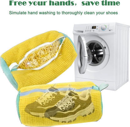 2PCS Shoes Washing Machine Bag Kit,Reusable Washing Shoes Bag,Include 1PC Shoes Dryer Bag and 2 Drying Racks,Laundry Shoes Bag with Durable Zipper for Sneakers and Canvas Shoes