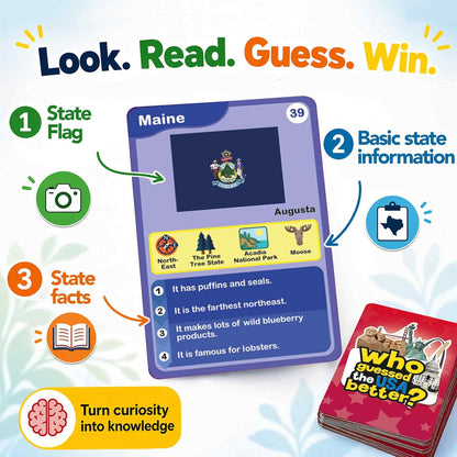 Who Guess It Better Countries - Geography Learning Card Set, 50 Cards