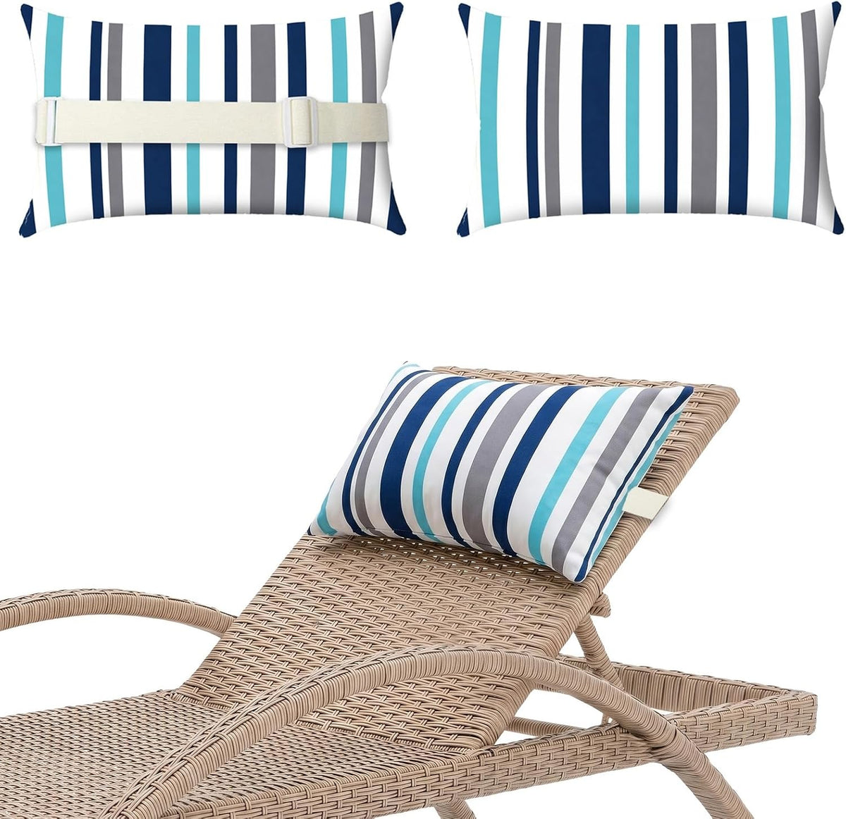 Chaise Lounge Head Pillow Oudoor Patio Pillow with Elastic Strap