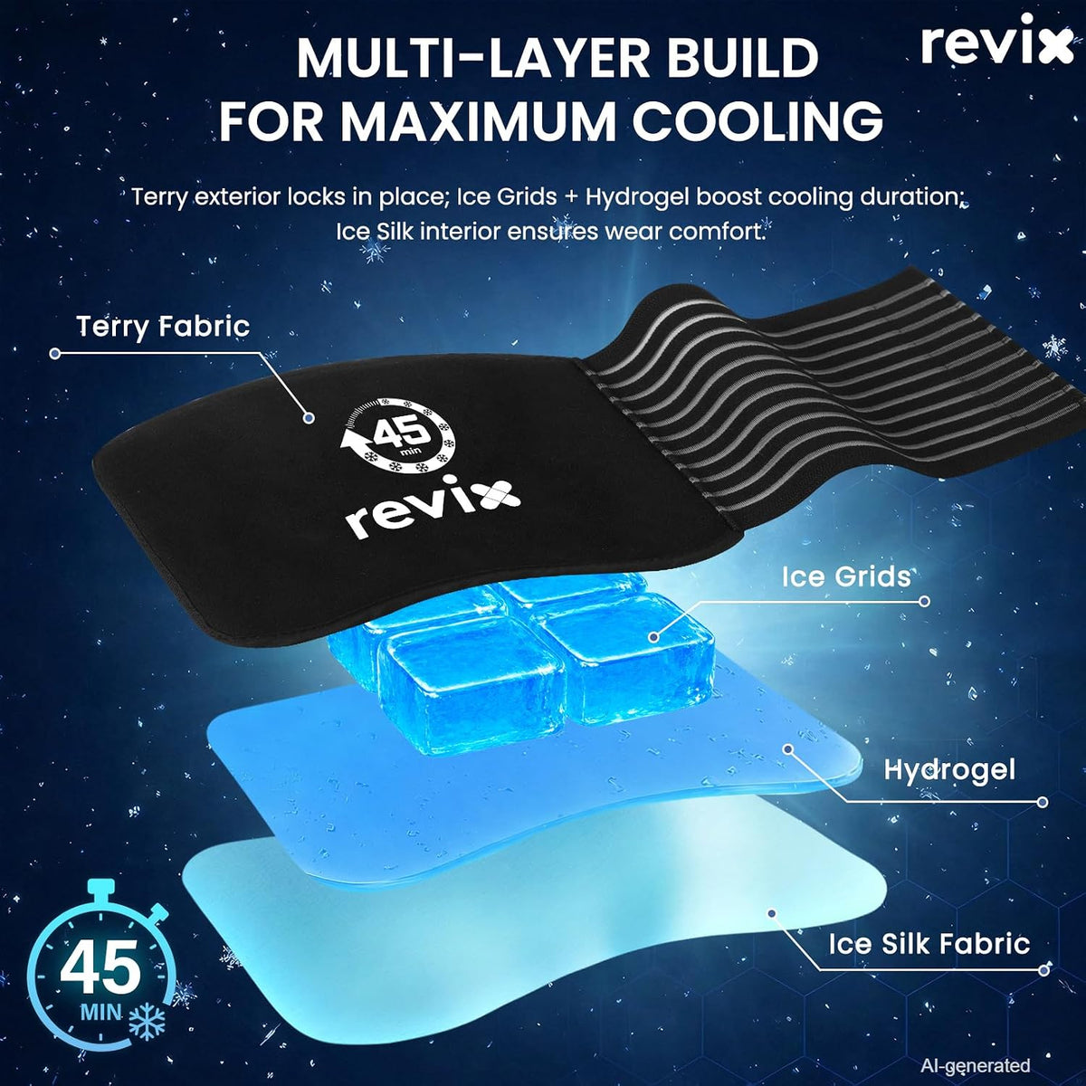 REVIX Foot Ice Pack Wrap for Plantar Fasciitis, 45-Min Cold Therapy