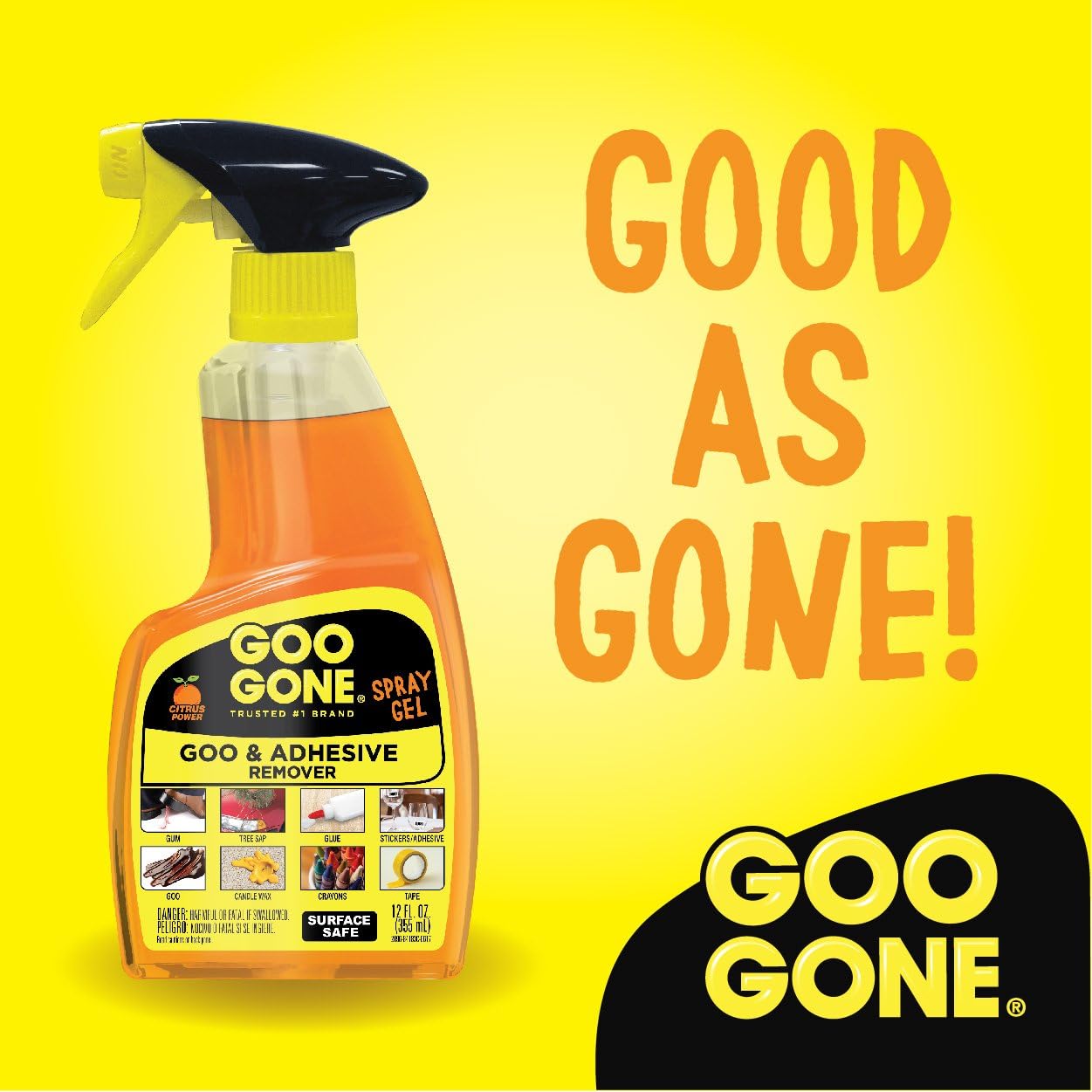 Goo Gone Spray Adhesive Remover Gel, 6 Pack, Removes Glue, Stickers, Tape Residue, Grease, Gum & Wax, Adhesive Spray with Citrus Cleaning Power for Hard Surfaces, Carpets & Fabrics