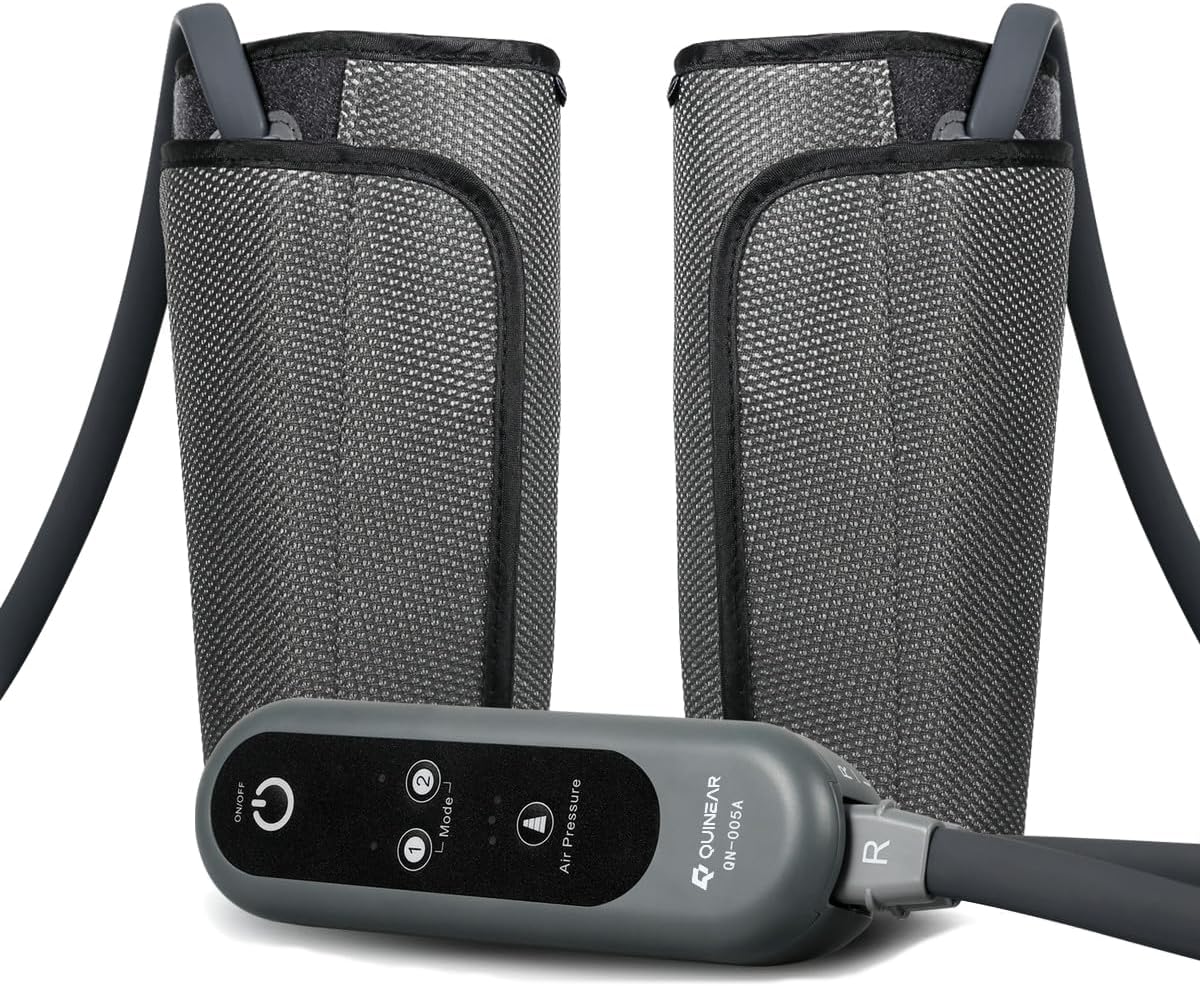 QUINEAR Air Compression Leg Massager for Circulation & Pain Relief, Calf Massagers with 2 Modes & 3 Intensities, Sequential Compression Device (SCD) for RLS, Edema, FSA-HSA - Ideal Gift