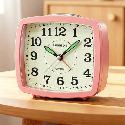 Lamisola Analog Travel Alarm Clock for Bedroom, Small Desk Clock Black