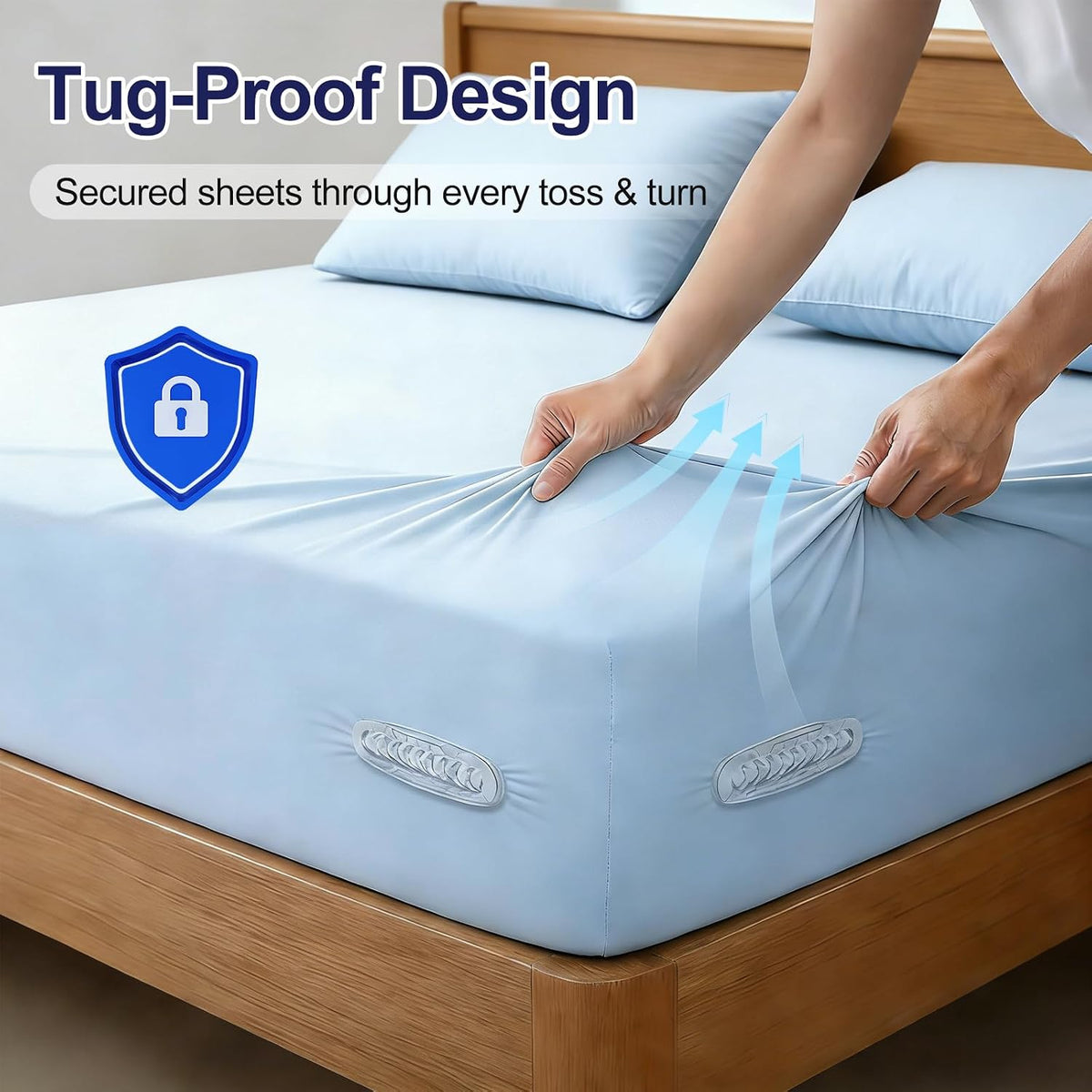 Bed Sheet Holders for Corners,New Upgrade Fitted Bed Sheet Grippers Dual-Side Lock Design, 4Pcs Heavy Duty Sheet Clips All Mattress Sizes, No More Loose Sheets, Lock Sheet Holders Keep Firm (Gray)