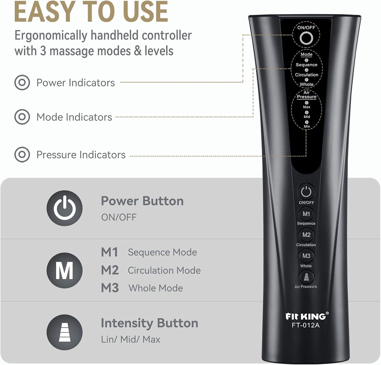 FIT KING Foot and Leg Massager for Circulation and Relaxation | 3 Independent Channels, Larger Massage Chambers, Hand-held Controller, for Vericose Veins, Cramps,Swelling and Edema, FSA-HSA