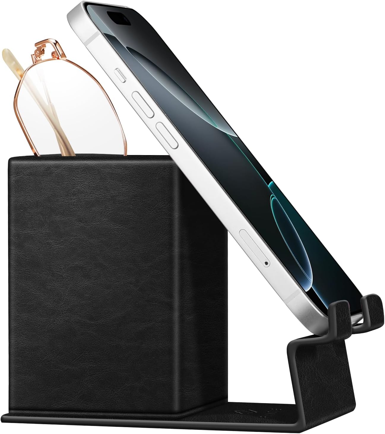 FINTIE Pencil Holder With Phone Stand, Eyeglasses Holder, Desktop Organizer | Nightstand Glasses Holder, Desktop Organizer, For Remote/Pen Storage, Office Supplies Case, Home Decor