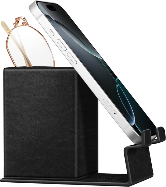 FINTIE Pencil Holder With Phone Stand, Eyeglasses Holder, Desktop Organizer | Nightstand Glasses Holder, Desktop Organizer, For Remote/Pen Storage, Office Supplies Case, Home Decor