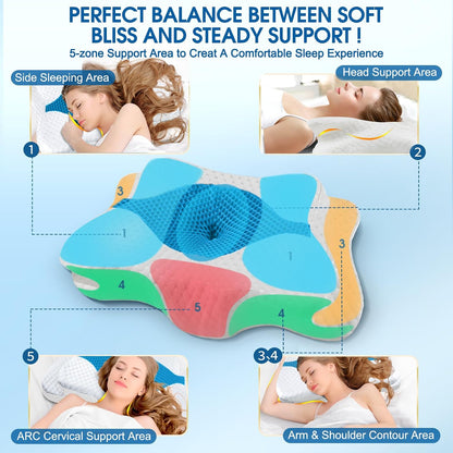 CHxxy Memory Foam Pillows, Cervical Pillow for Neck & Shoulder Pain Relief