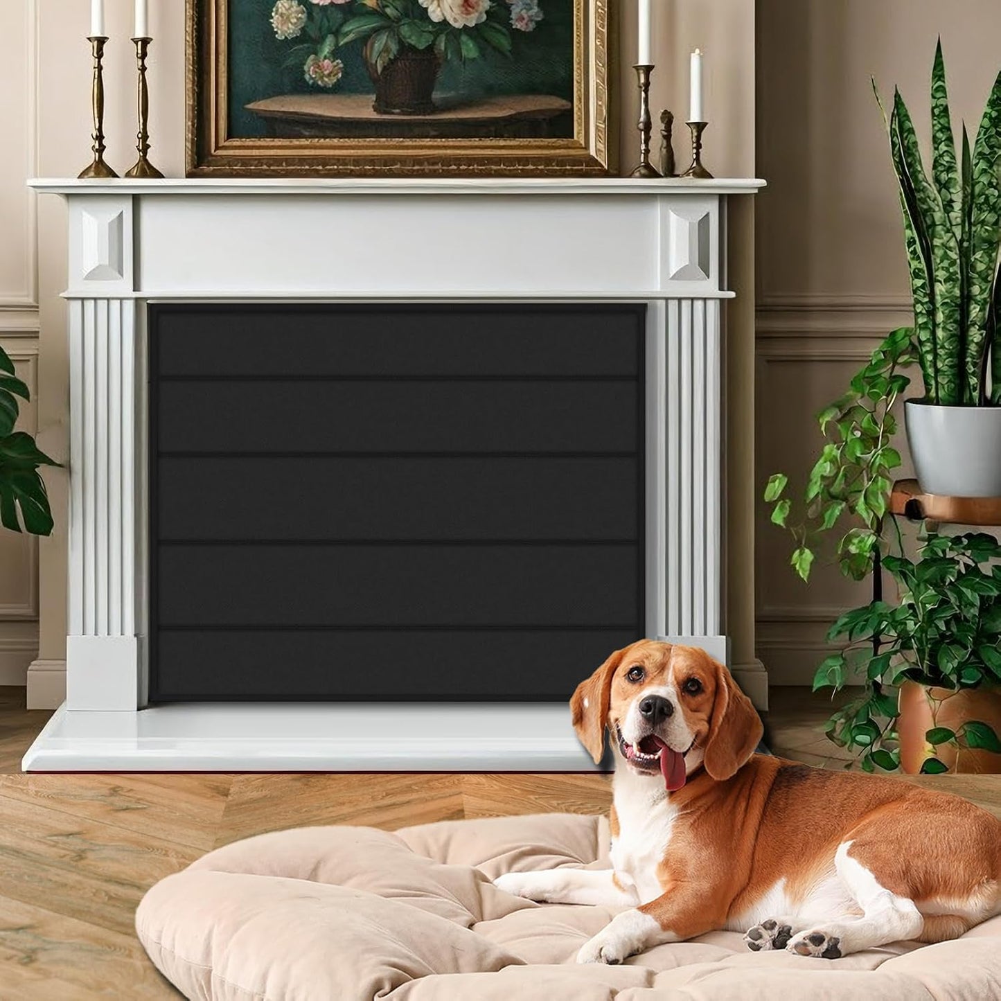 JUIN Fireplace Cover for Baby Proof: 43×36 Magnetic Fire Place Blanket for Indoor Brick Fireplace - Fireplace Draft Stopper Tool with 12 Strong Magnets for Heat Loss Living Room Insulation