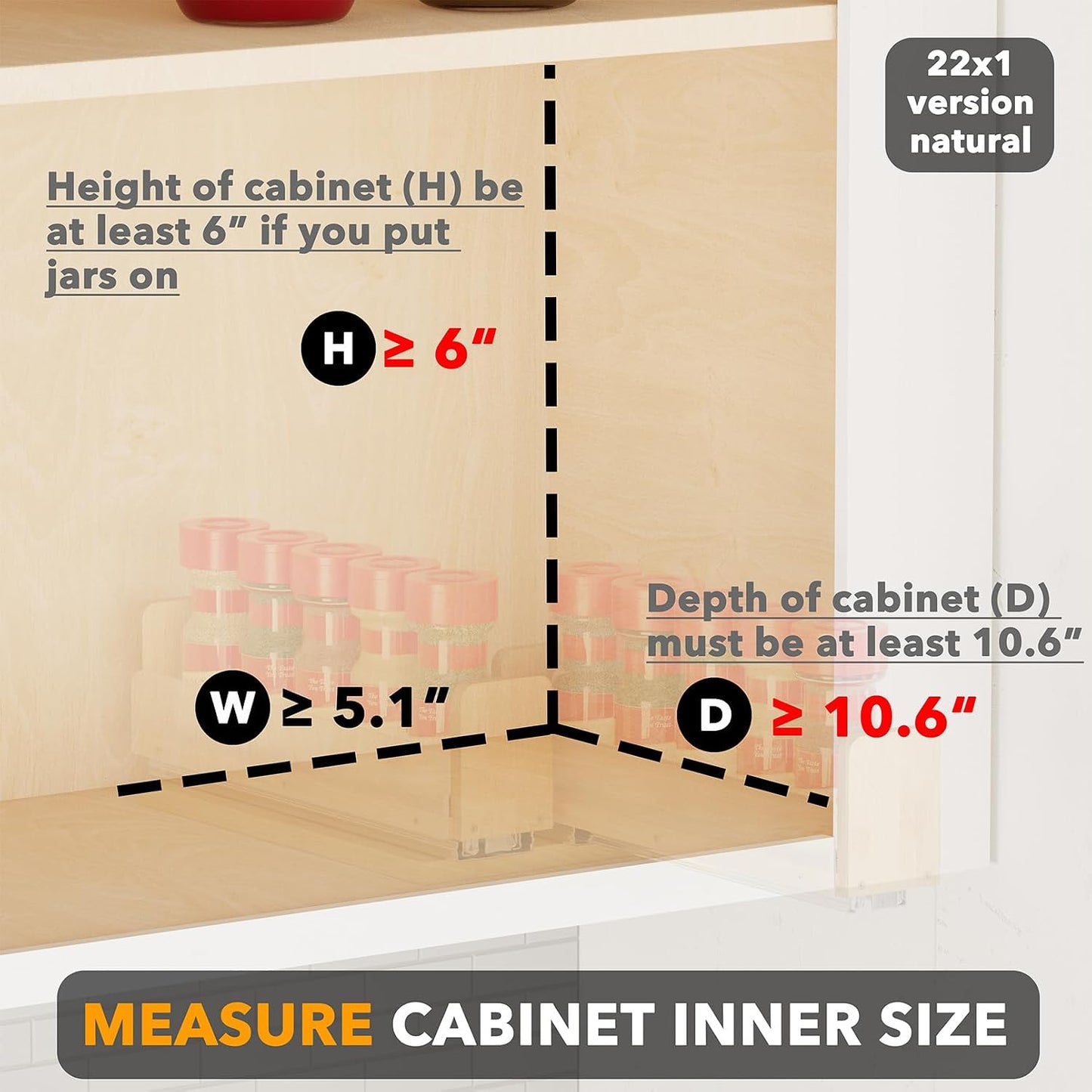 SpaceAid Bamboo Pull Out Spice Rack Organizer for Cabinet, Heavy Duty Slide Out Seasoning Kitchen Pantry Sliding Vertical Organization, 7.6" Wide, 3 Drawers(2" Wide), 2-Tier, Natural