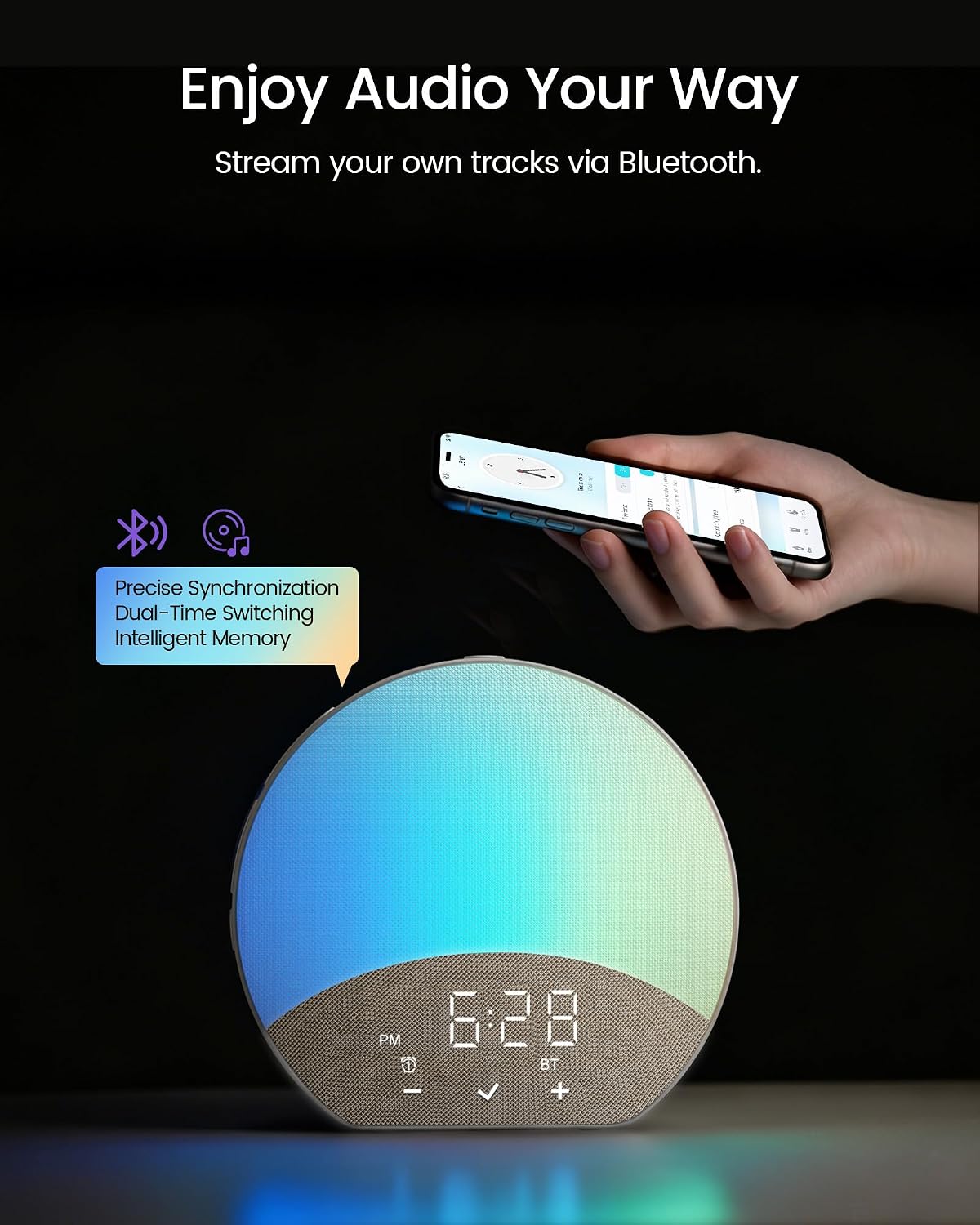 Glocusent Sunrise Alarm Clock with Sound Machine, Alarm Clock for Sleeper