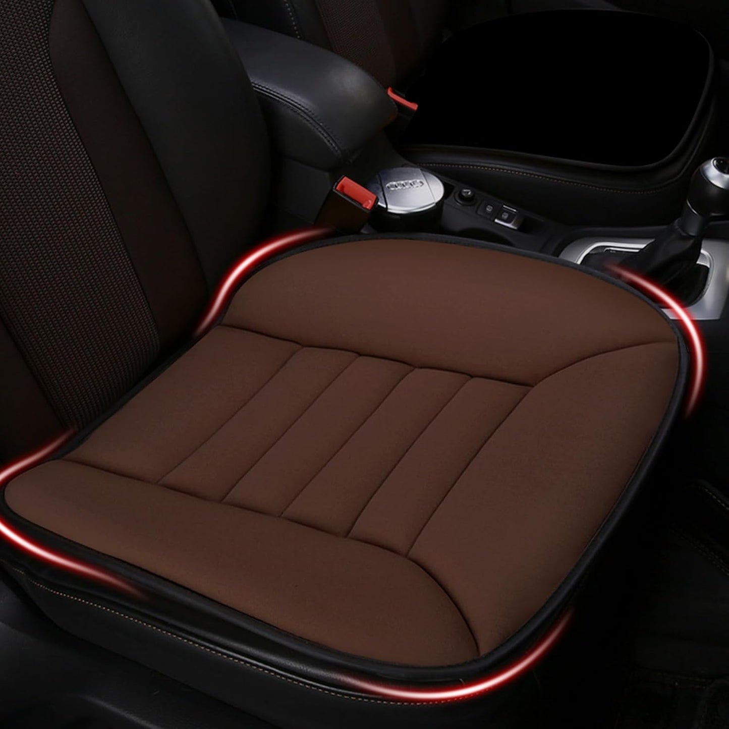Car Seat Cushion Pad 1.2" Thick Comfort Seat Protector for Car Driver Seat Office Chair Home Use Memory Foam Seat Cushion with Non Slip Bottom, 20'' x 18.5'', Black