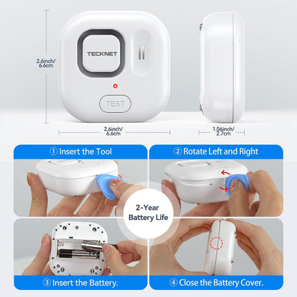 TECKNET WiFi Water Leak Detectors, Leak & Drip Alert with APP Push and Sound Alarm, Smart Water Sensor with 120dB Adjustable Alarm, for Home Kitchen Bathroom Basement (2 Pack, Battery Included)