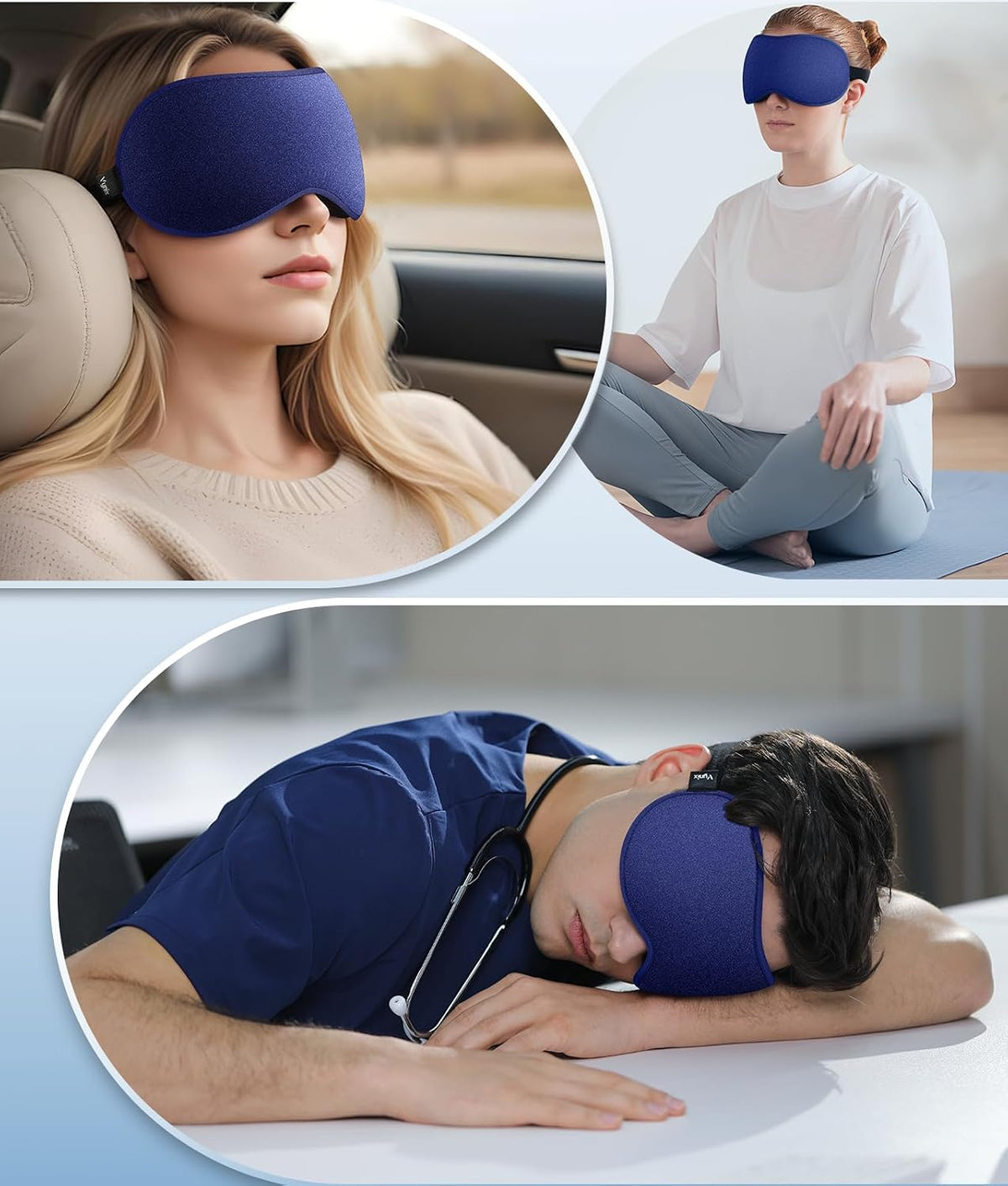 Vynix® Sleep Mask for Men Women-Eye Masks for Side Sleepers, 3D Contoured Night Blindfold 100% Blockout Pressure-Free, Soft Lightweight Breathable Eye Cover Shade Sleeping for Airplane, Travel, Black