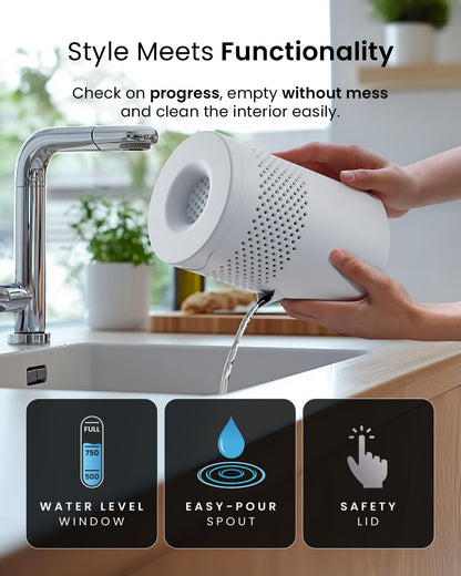 Pro Breeze Osmo Non-Electric Moisture Absorber, 44 fl.oz, Included 1.54lb Refillable Tablet, Lasts 100 Days, Ideal Silent Mini Dehumidifier for Closet, Bathroom & Bedroom, Fragrance Free, White