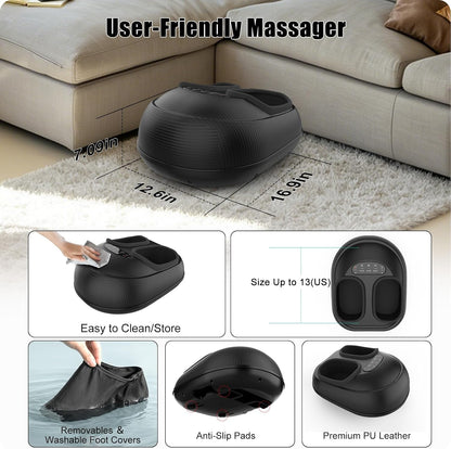 Shiatsu Foot Massager Machine with Heat : Deep Kneading Foot Massage with Vibration & Compression for Plantar Fasciitis & Neuropathy Pain Relief, Deep Tissue Foot Massager