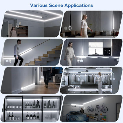 Motion Sensor LED Strip Lights 32.8ft 6500K White with Running Water Effect | Cool white running water flowing motion activated led stair lights, dimmable & auto-off timer,24v for kitchen,corridor,indoor