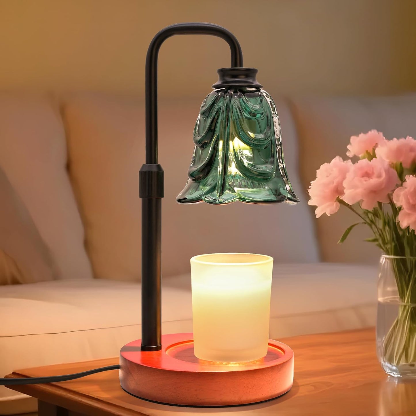 Candle Warmer Lamp with Timer Dimmer, Adjustable Height Pink Tulip Candle Wax Warmer, Christmas Birthday Gift for Mom Women,House Warming Gifts for New Home Bedroom Decor,Flower Pink