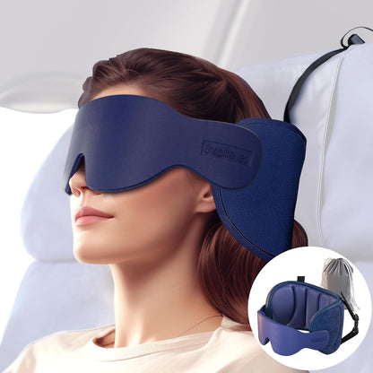 Inspireyes Travel Pillows for Airplanes, 360° Head Support for Long Flight, Soft Airplane Pillow with 3D Eye Mask for Sleeping, Stop Bobblehead, Airplane Headrest Gadgets, Light Black