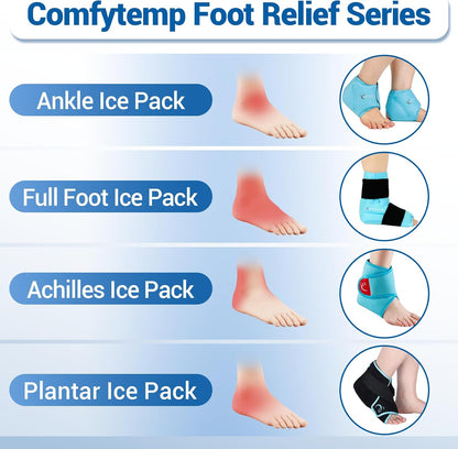 Comfytemp Ankle Foot Ice Pack Wrap for Plantar Fasciitis Relief, FSA Eligible HSA, Ankles Brace for Sprain Pain, Heel Spur, Swelling, Achilles Tendonitis, Hot Cold Gel Ice Pack for Injuries Reusable