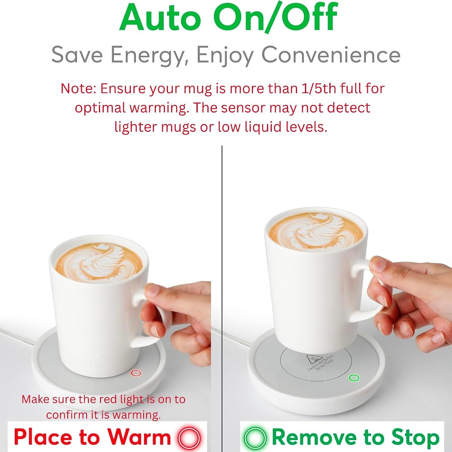 Coffee Mug Warmer with Auto Shut-Off – Compact 17W Cup Warmer for Desk with Gravity Switch – Electric Candle Warmer Plate for Jar Candles – Keeps Coffee, Tea & Drinks Warm – Safe & Durable (White)