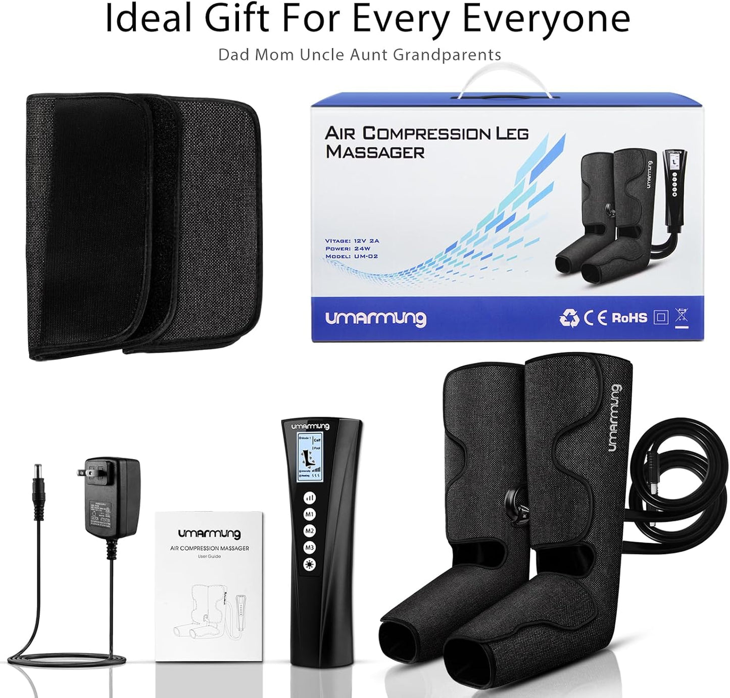 UMARMUNG Air Compression Leg Massager with Heat, Gifts for Men, Dad, Husband, Women, Mom, Wife, Her, Presents for Christmas, Mothers Day, Birthday, Valentine's Day, Works for Foot, Calf, Knee, Thighs