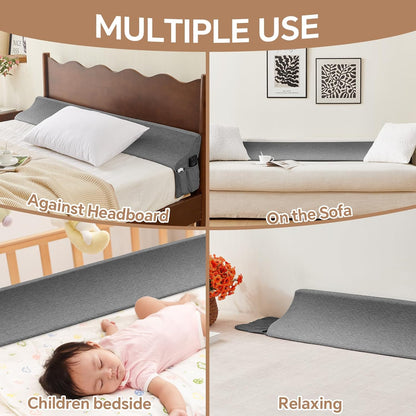 EUHAMS Queen Size Bed Wedge Pillow for Headboard Bed Gap Filller/Mattress Gap Filler (0-7") - Wedge Pillow Headboard Triangle Foam Pillows Wedges Between Headboards Mattress (Grey,60"x10"x6")